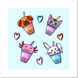 Cute Bubble Tea Animals Posters and Art